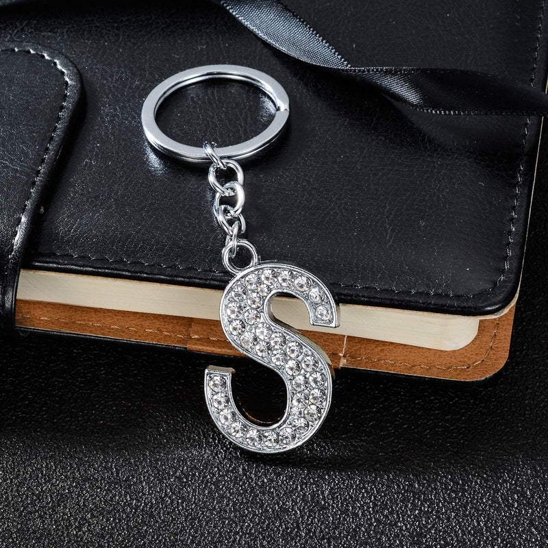 BESPMOSP A-Z Initials Letter Keychain Best Friend Gift Keychains for Women Shiny Crystal Keyring Birthday Gifts (S) - Image 3